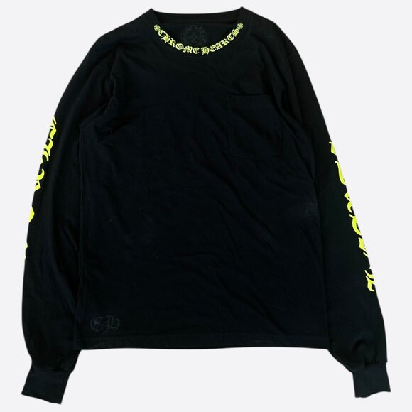 Chrome Hearts Black & Yellow Neck Logo Longsleeve T-Shirt